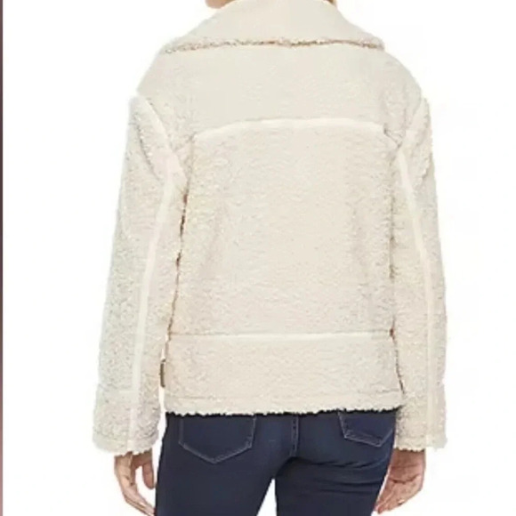 A.n.a Teddy Sherpa Double-Faced  Biker Jacket | Size Large | Cream / Ivory - Picture 2 of 10